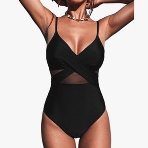 Women’s Cupshe mesh tummy control one piece swim suit M